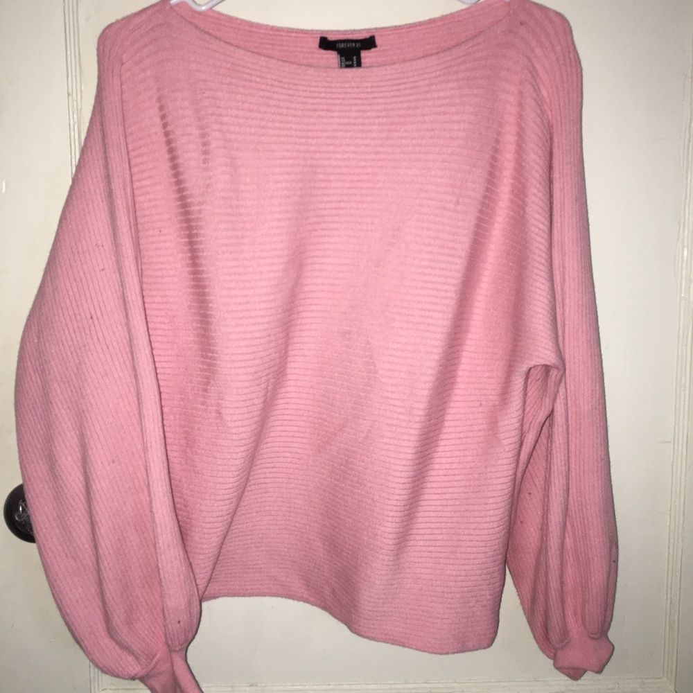 Forever 21 Puffy Sleeve Pink Sweater